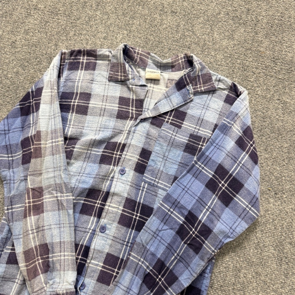 VTG Sostanza Dress Shirt Womens Medium Plaid Faded Made In USA Button Up